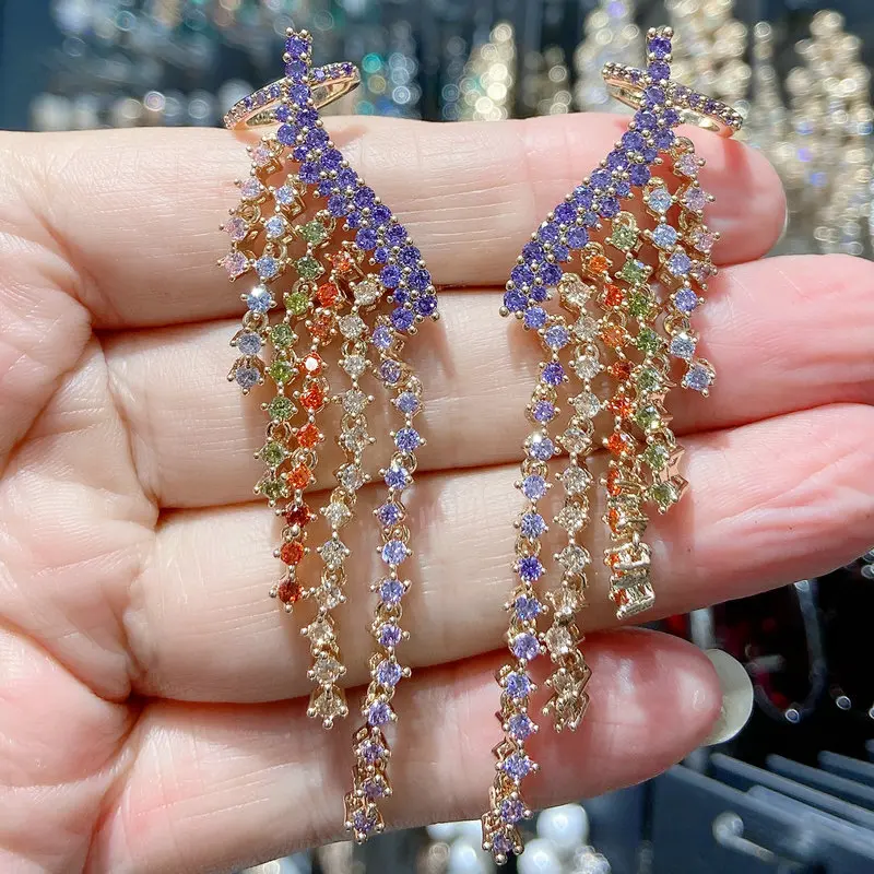 Bilincolor Vintage Rainbow Tassel Earring for Women