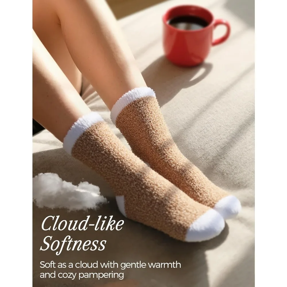 هدايا دافئة ومريحة للنساء، أدوات تخزين، جوارب نوم من القطيفة الغامضة - نسيج ناعم ودافئ #2