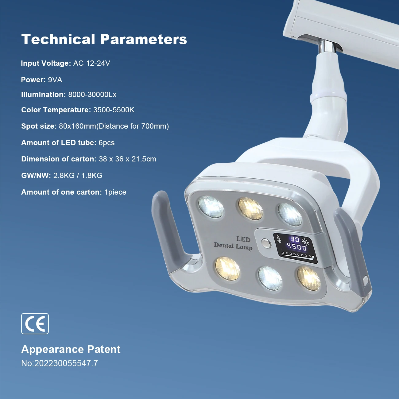 TJDent Dental Oral Light Shadowless Induction with Touchscreen Lamp 6 LED Tube Double-Color Lamp for Dentistry Chair Unit Parts