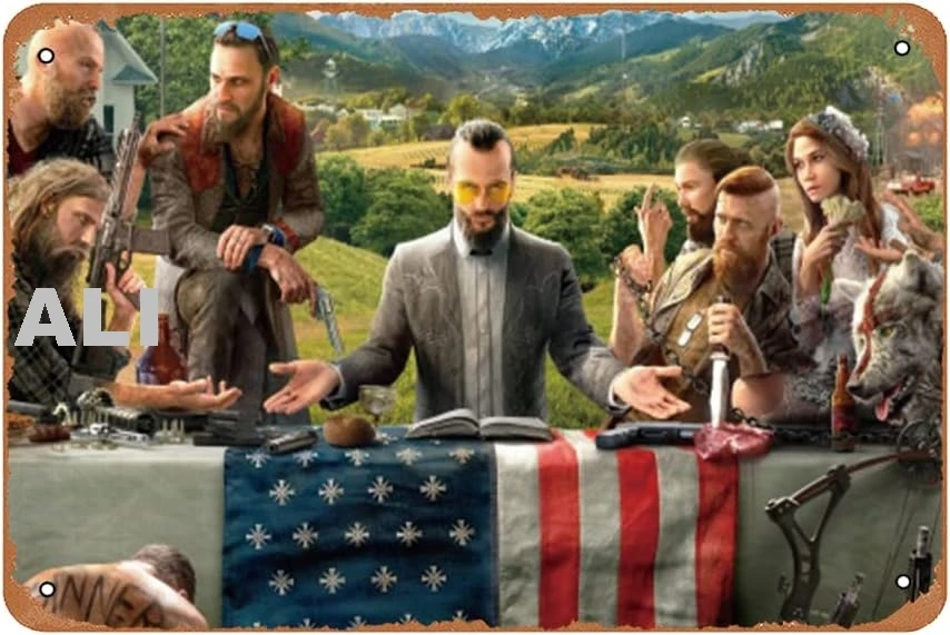 FarCry 5 Video GamePoster Vinatge Rusty Tin Sign Mteal Sign Wall Deco For Bars,Garage,Cafes,Pubs 8 x 12 iNCH sign
