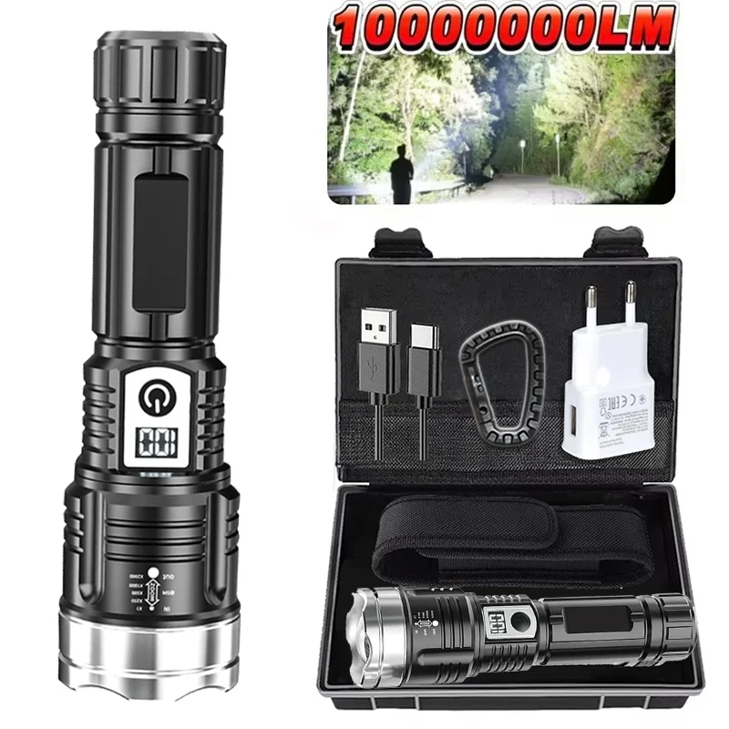 

Super Bright Flashlight Digital Display Built-in Battery Rechargeable LED High Power Outdoor Torch Lamp for Camping Lantern ﻿