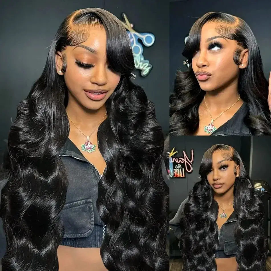 Perruque Lace Front Wig Body Wave brésilienne naturelle, cheveux humains, 13x6, transparente, pour femmes, en promotion