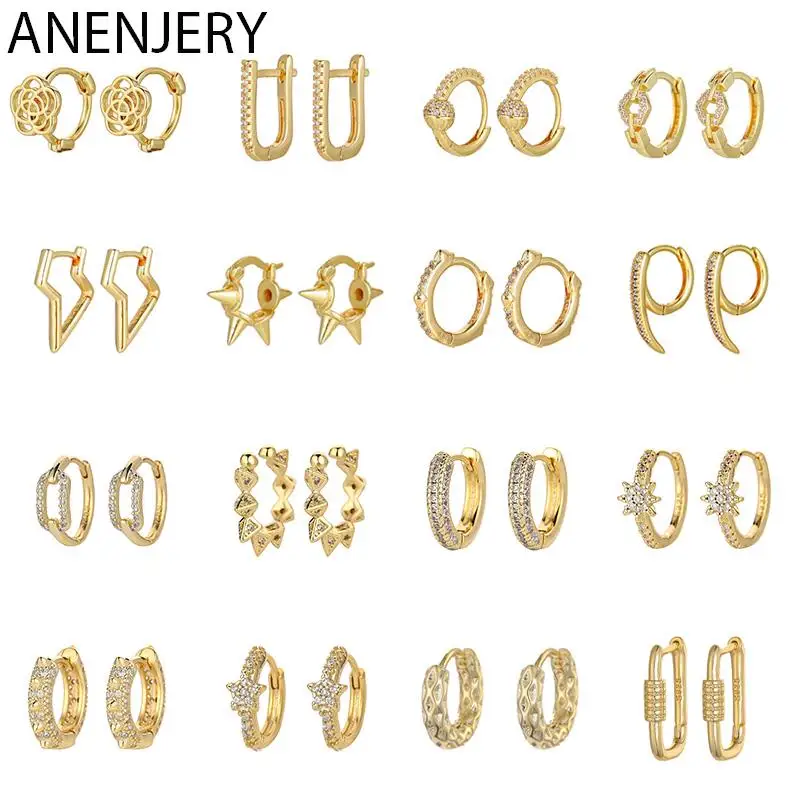 ANENJERY Silver Color Minimalism Hoop Earrings for Women Men New Trendy Earrings Party Jewelry Accessories Wholesale