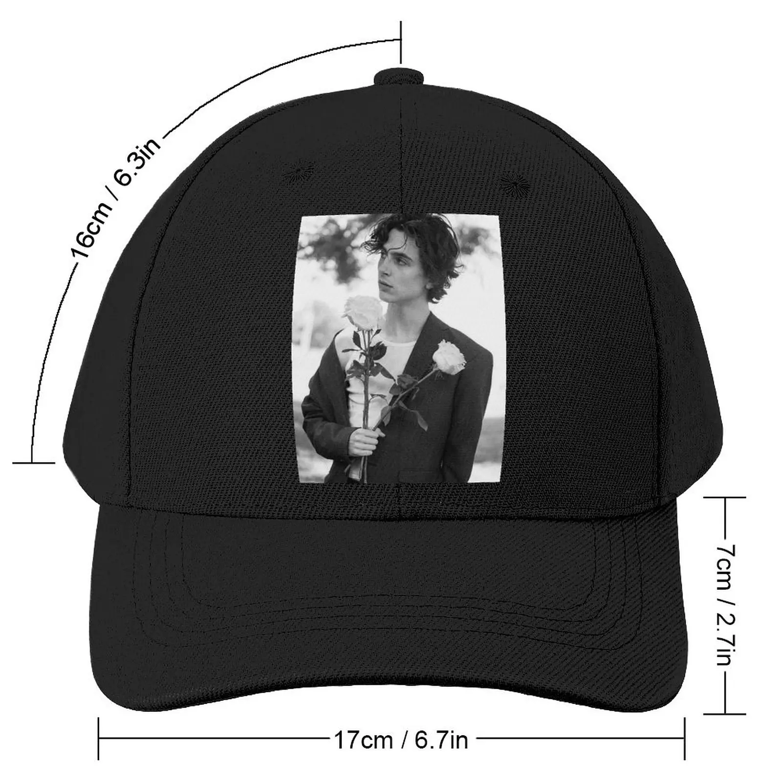 Timothee Chalamet Baseball Cap White Rose Romance Rock Sun-Proof Trucker Hat Trendy Print Women Snapback Cap