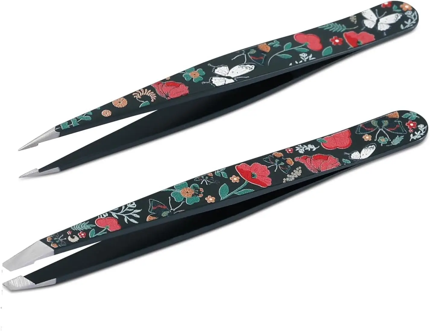 

Pointed Slant Tweezer Set - Precision Tweezers for Facial Hair, Ingrown Hair & Eyebrows, 420 Stainless Steel with Travel Case