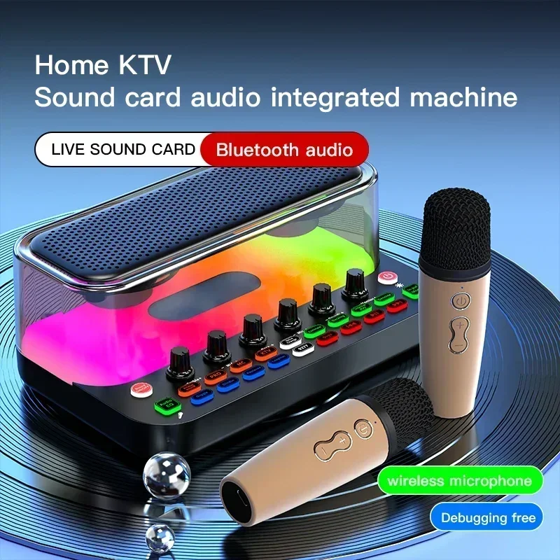 

Dual Wireless Dynamic Microphones Speaker Home KTV Outdoor Party Portable Handheld Karaoke Wireless Microphone with Speaker