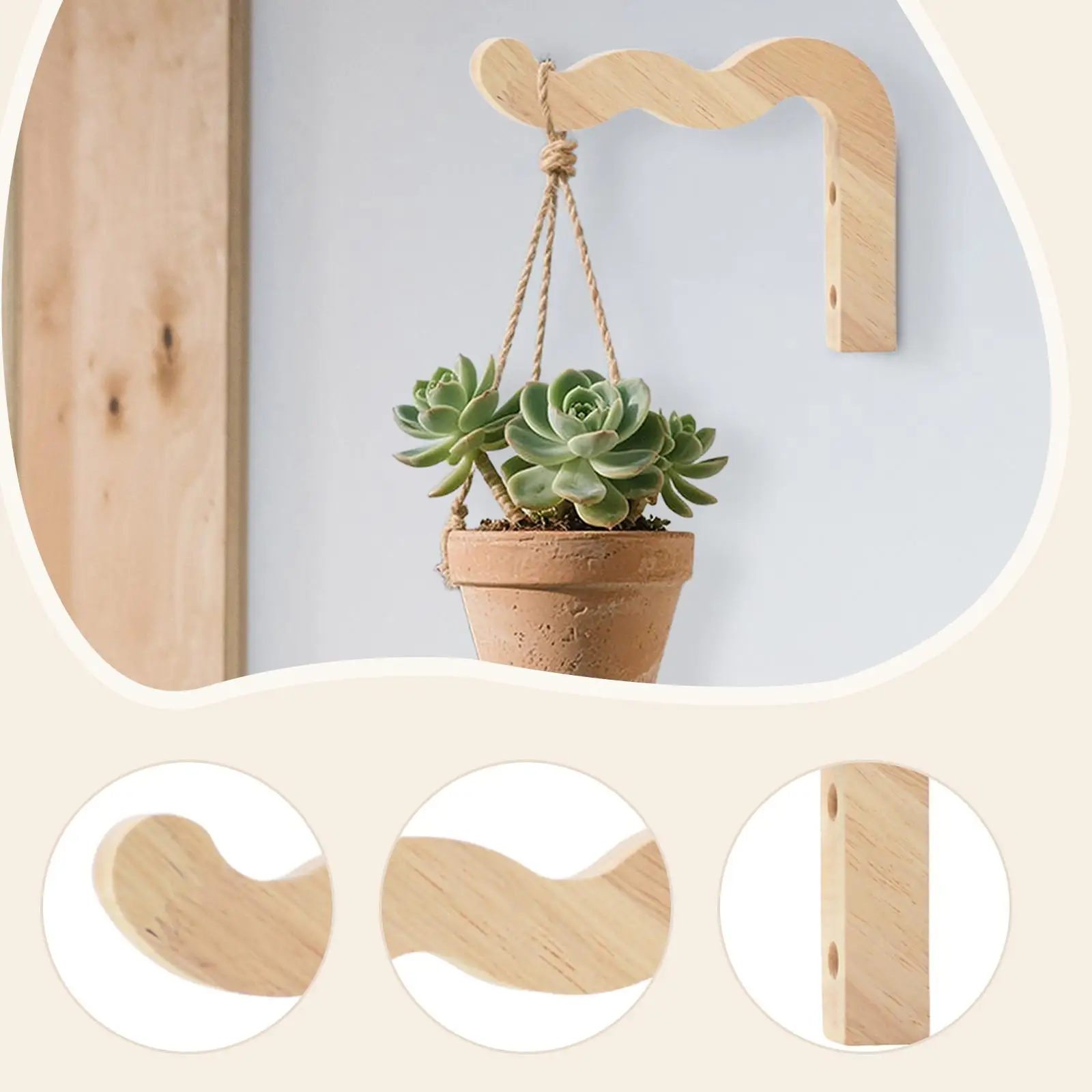 Plant Hanger Plant Hook Decorative Wooden Wall Mounted for Wind Chime Bird Feeder Planter Pot Lantern Garden Decoration