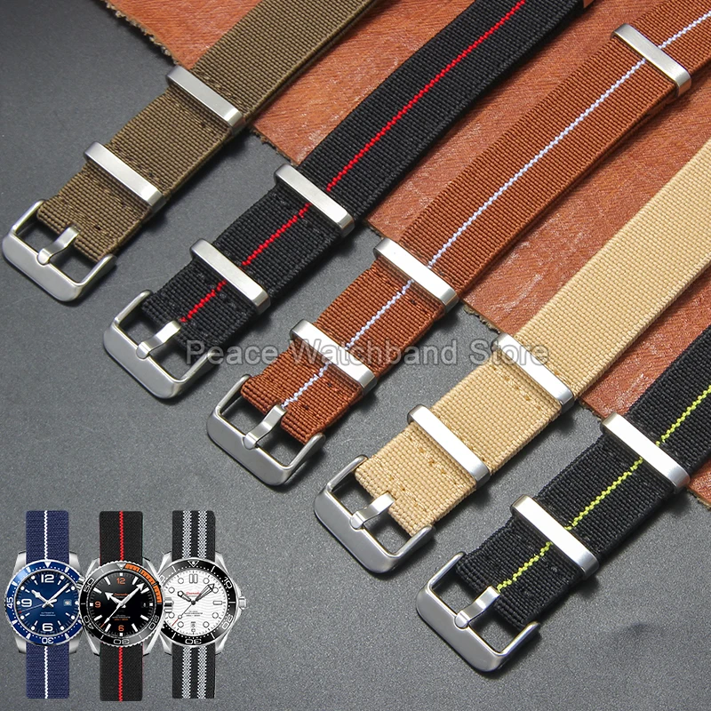 ​ ​ 미끄럼 방지 나일론 스트랩 흰색 검정색 파란색 카키색 ​ ​   오메가 블랙 서브마리너 티소 론진 논스크래치 표면 시계줄용