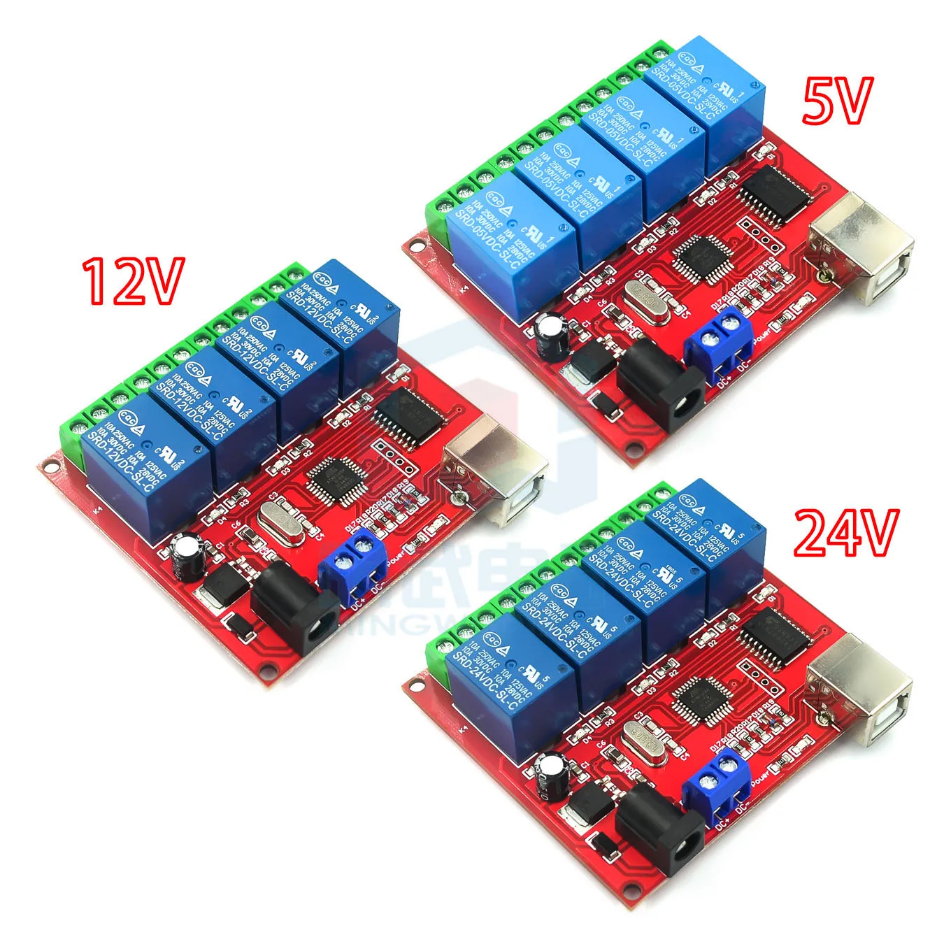 

4-way 5V/12V/24V Computer USB Control Switch Driver-free Relay Module PC Intelligent Controller