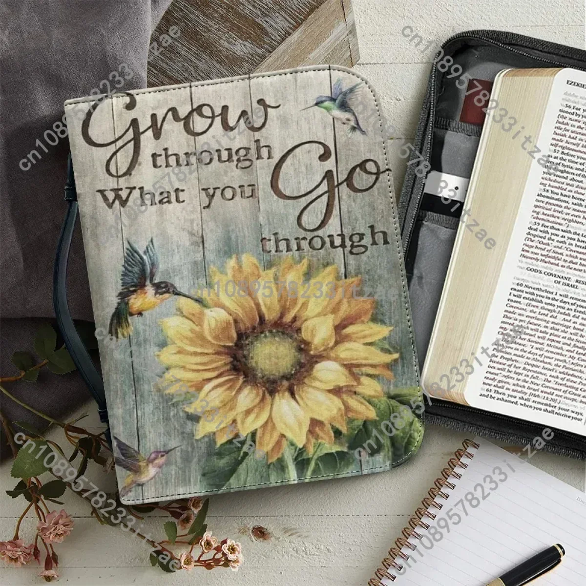 

Hot Bible Storage Bags for Women Christianity Bible Bag Leather Zippered Handle Handbags Practical Study Book Holy Storage Boxes