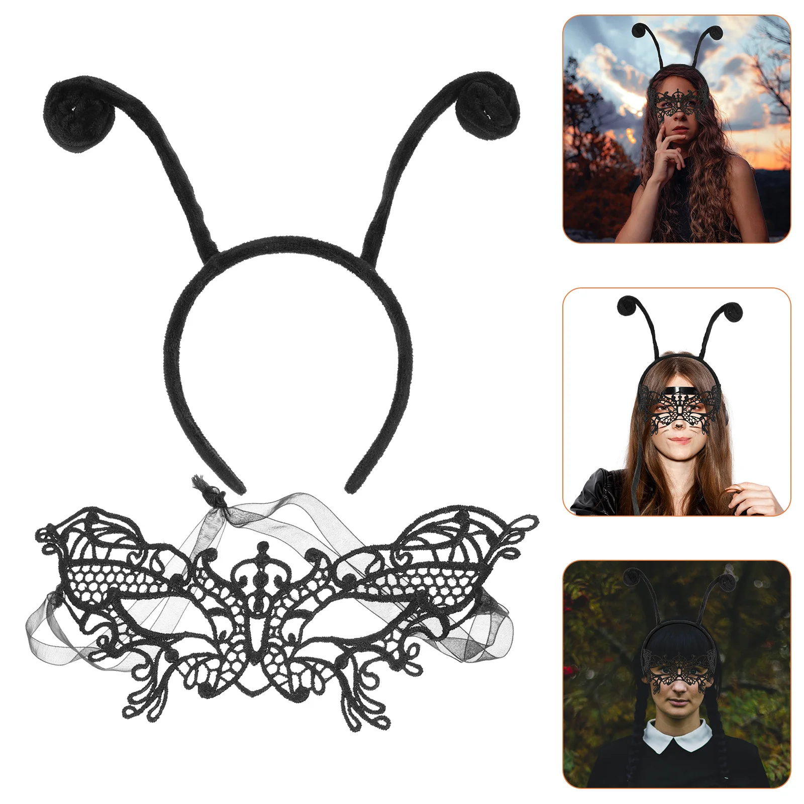 

1 комплект, повязка на голову с черной антенной, фестивальный декор, аксессуары для Хэллоуина, косплея, уникальная повязка для волос, принадлежности для маскарада
