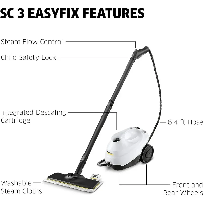 Kärcher SC3 Steam Cleaner with Attachments, Multi Purpose Power Steamer – Chemical-Free, 40 Sec Heat-Up, Continuous Steam