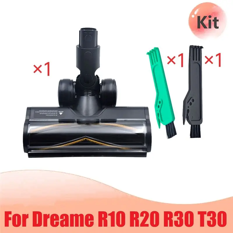 BMBY-Vacuum Electric Floor Brush Kit For Dreame R10 R20 R30 T30 Floor Soft Roller Brush Head With LED Dust Lights