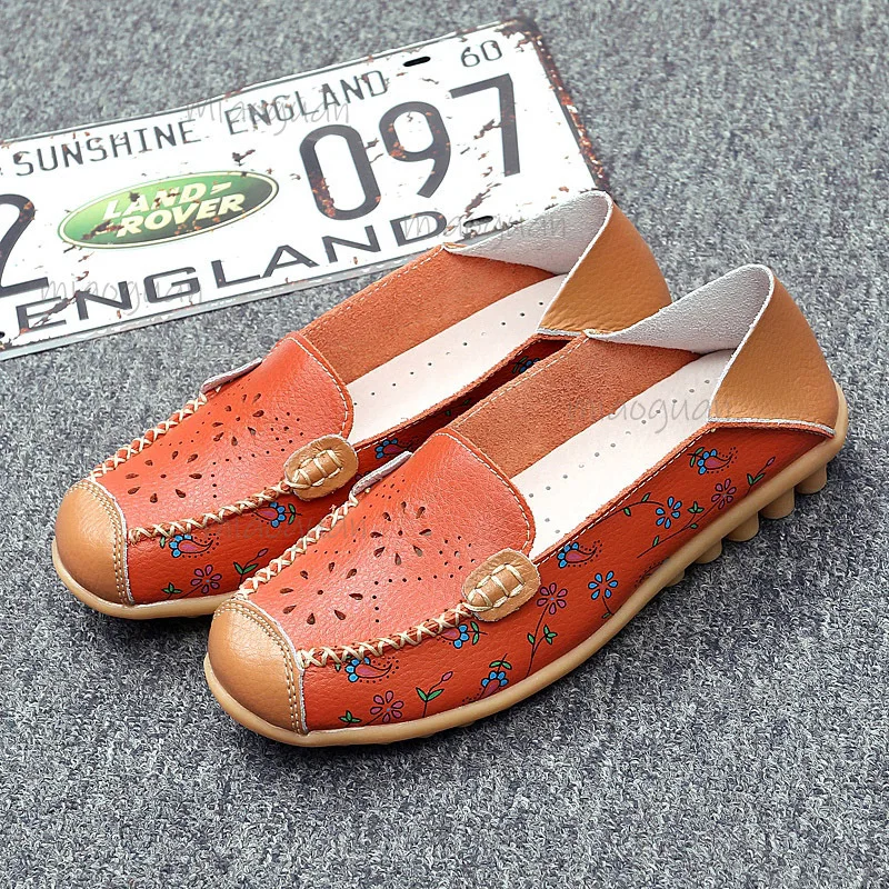 Comfort Women's Moccasin Loafers Breathable Slip-on Leather Soft Non-Slip Bean Flat Female Driving Shoes Casual Outdoor Лоферы