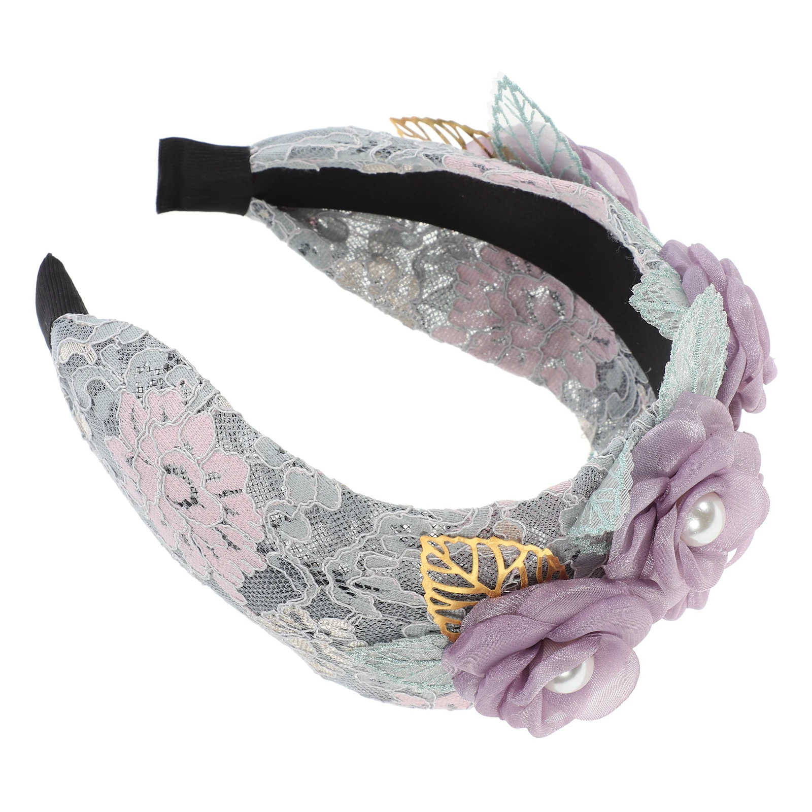 

Flower Headband Hair Accessories for Girls Women Pearl Mesh Elegant Valentine Party Headdress Fabric Holiday Adult