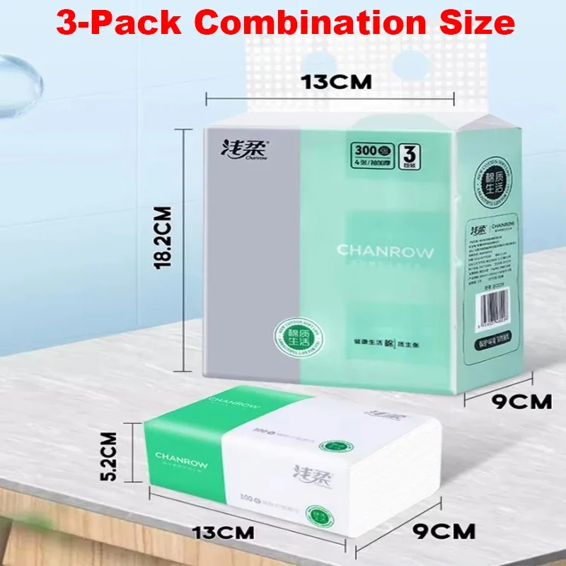 300 قطعة/الحزمة ورق التواليت 4 طبقات سميكة قابلة للترطيب مناديل الوجه المطبخ المناديل المناديل الورقية القابل للتصرف