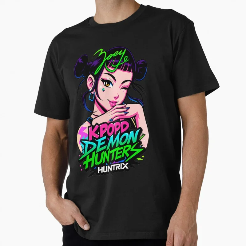 

art Zoey Huntrix Kpop Demon Hunters Gift T shirt for Anime lover Large size Tops Manga Graphic Print Y2k Clothes Cartoon Tee