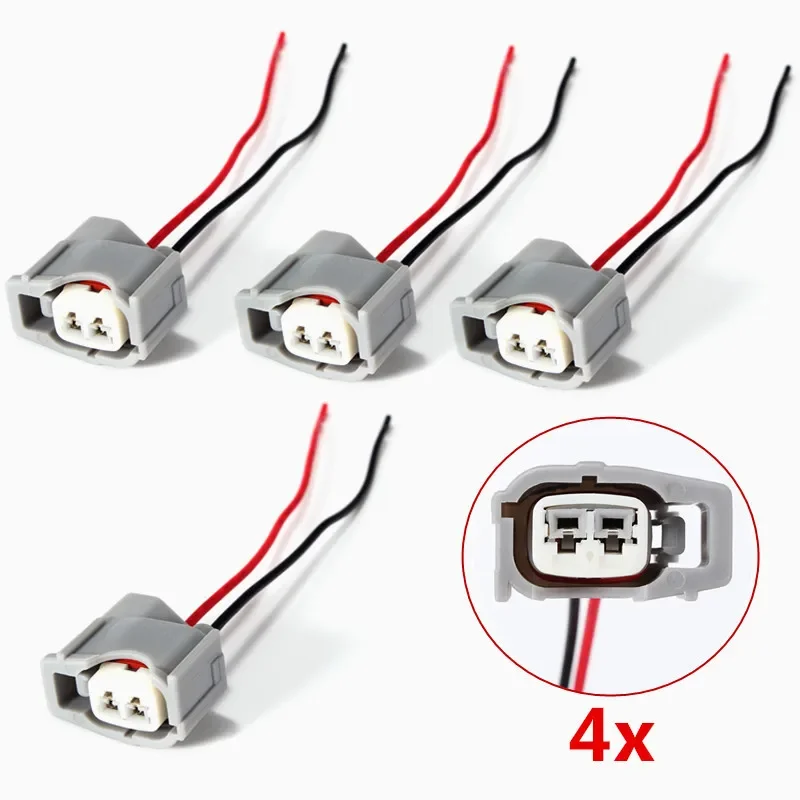 4Pcs 2 Pin For Toyota Auto Connector Female Fuel Injector Connector Electrical Plug Clip Pigtail Waterproof Terminals Plug Cable
