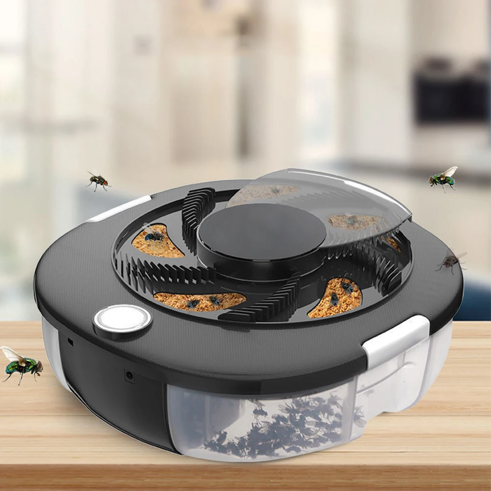 USB Electric Fly Trap with Baits Automatic Pest Catcher Quiet Gnat Flying Insect Trap for Indoor Home Kitchen Garden