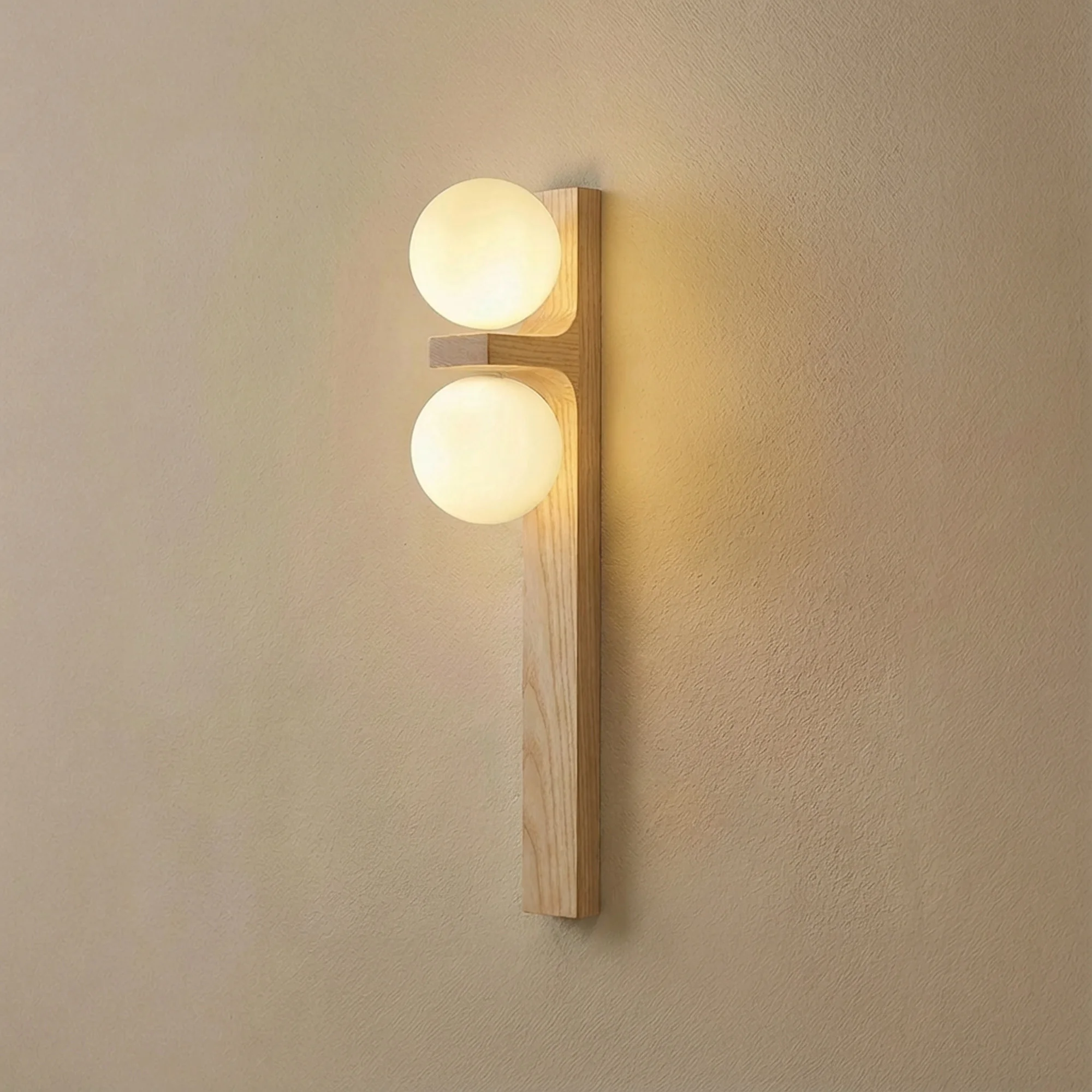 Glass spheres Long Strips Walnut Wood, Modern Wabi-Sabi Vintage Simple, Wall Sconce Light for Living Room, Dining Room, Bedroom