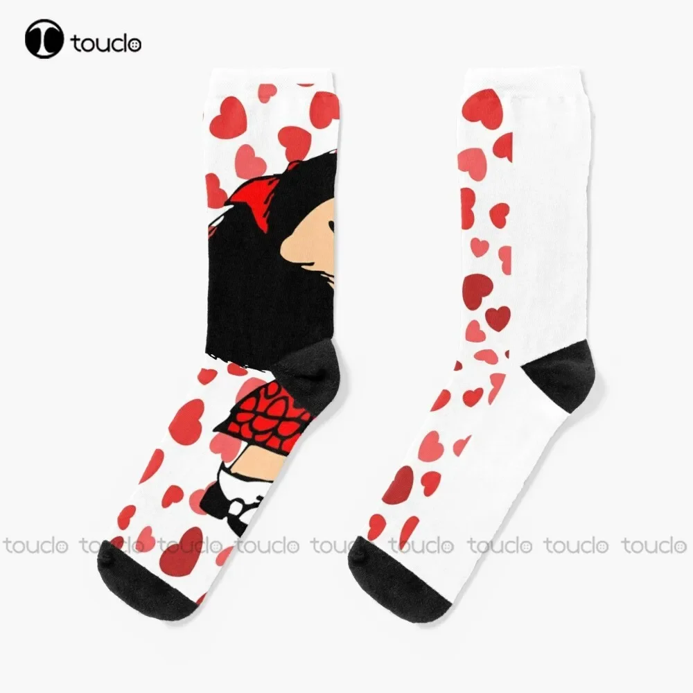 Mafalda Power With A Surprised Face Socks Cartoon Socks