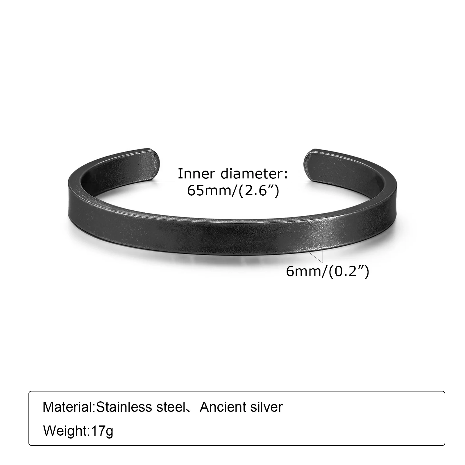 Vnox Oxdized Open Stainless Steel Bangle for Men Women, Basic Metal Cuff Bracelets, Retro Jewelry  Christmas Birthday Gift