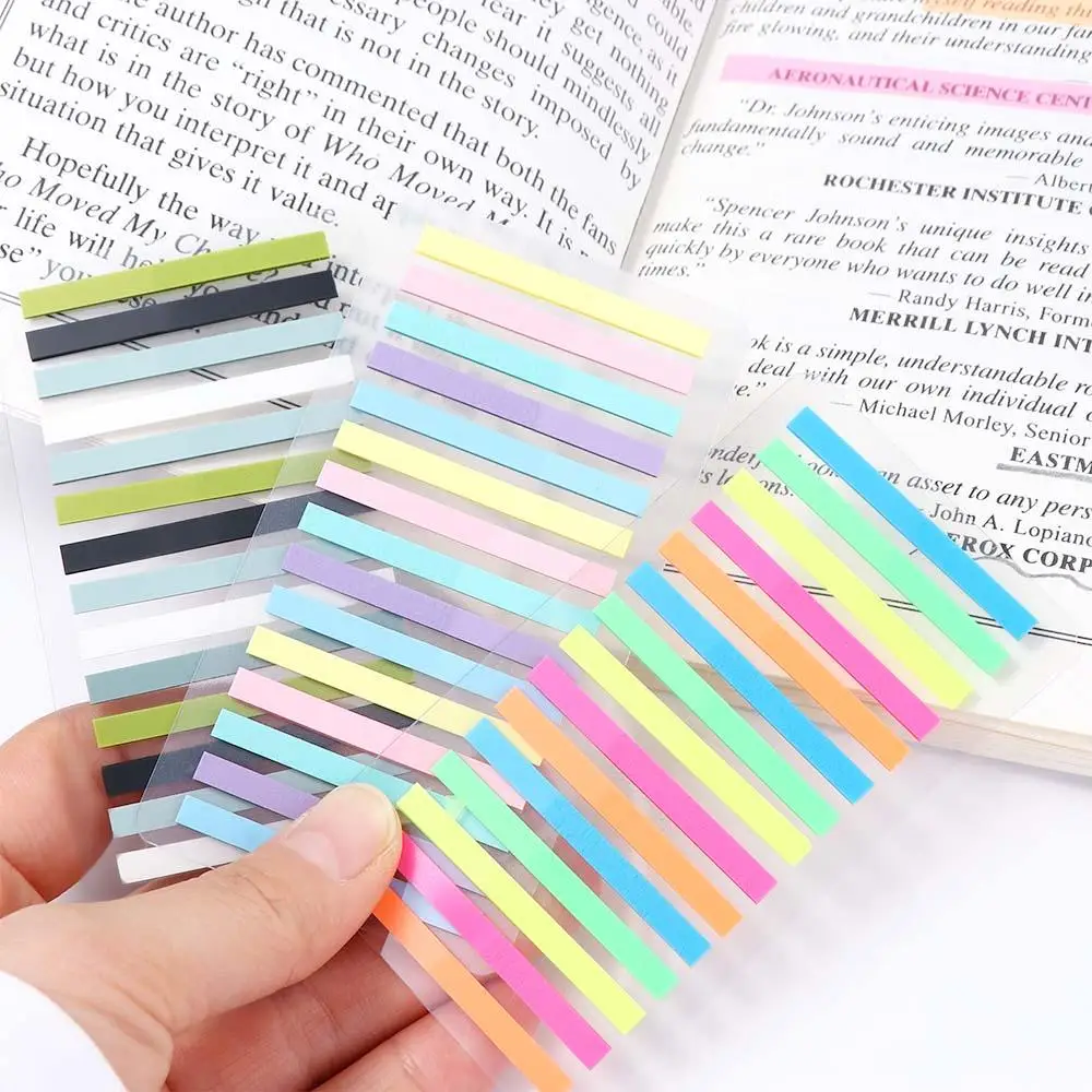 300pcs Reading Aid Highlight Sticker Transparent Fluorescent Index Tabs Flags Sticky Note Stationery School Office Supplies