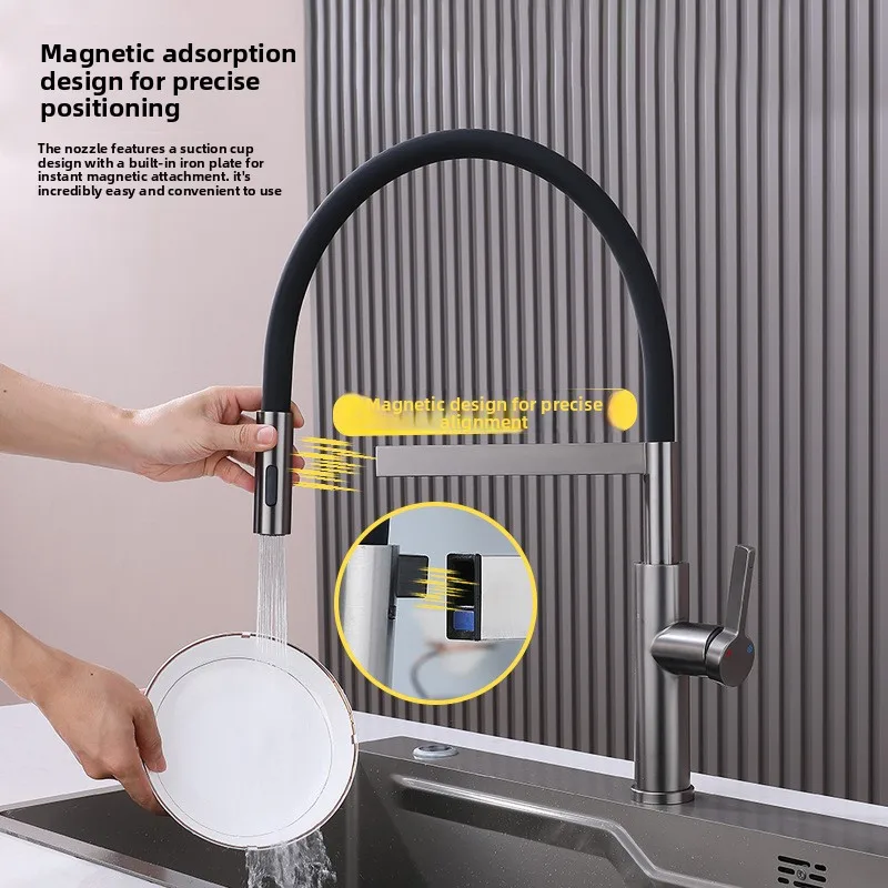 

Новый кухонный смеситель, универсальный магнитный смеситель для умывальника, силиконовая трубка, телескопический выдвижной кухонный смеситель для горячей и холодной воды