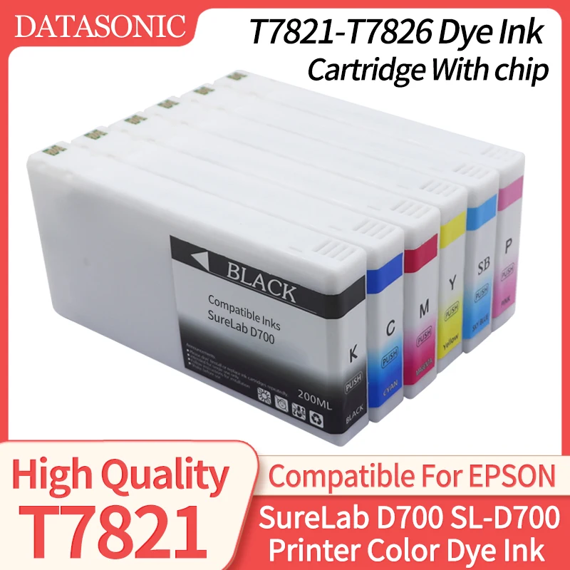 D700 T7821 T7821 Compatible Ink Cartridge for Filled With Water-based Dye Ink For Epson SureLab D700 SL-D700 Printer 200ML/PC