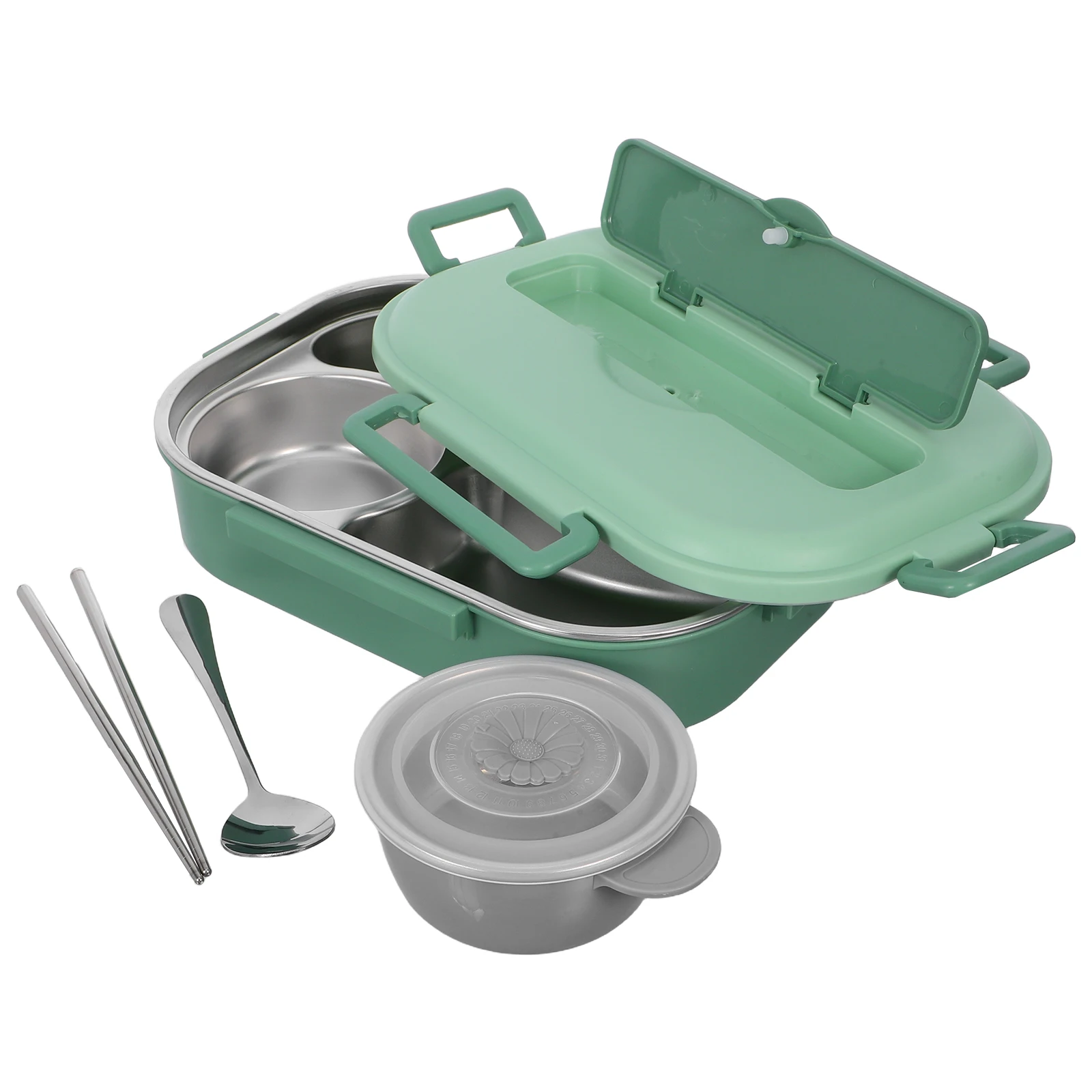 

1 set 1500Ml Stainless Steel Lunch Box Leakproof 4-Compartment Bento Container For Meal Prep Travel School Picnic Food
