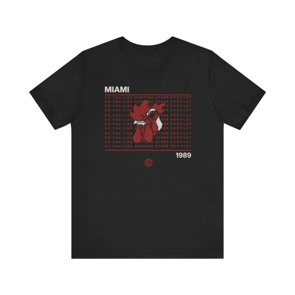 Miami Hotline graphic T-shirt Retro Miami 1989 pixel art pure cotton couple's streetwear shirt for all seasons oversized t shirt