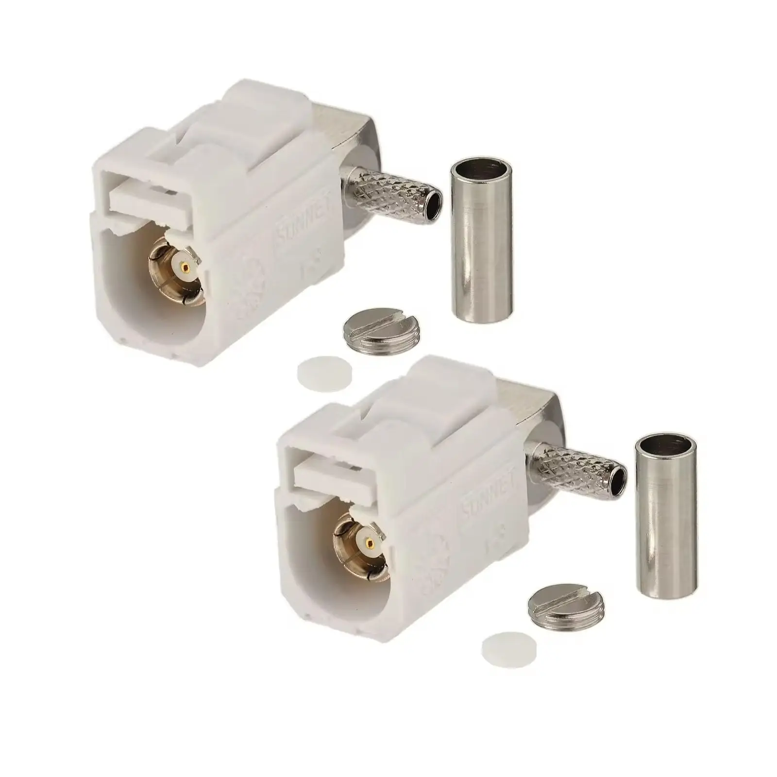 

Fakra SMB 90° Right Angle Female Jack RF Coaxial Connector for RG174 RG316, Car Radio Antenna Phantom Power Supply