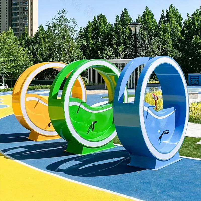 Unpowered Interactive Fountain Bike Props, Sturdy Frame Stable Power Component Playground Outdoor Amusement Equipment