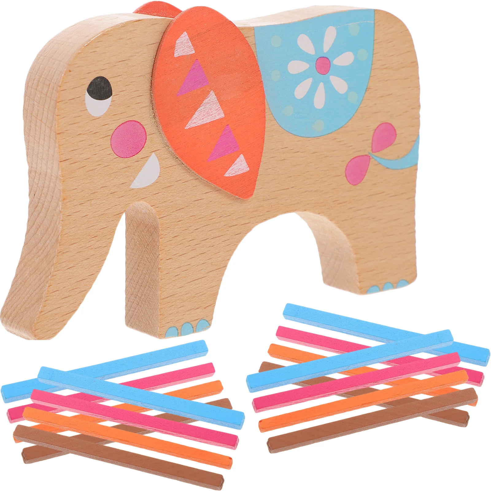 Bâtons colorés empilables en bois d'éléphant, Puzzle d'équilibre, jouet pour les tout-petits, blocs en forme de dessin animé, analyse de la coopération oculaire