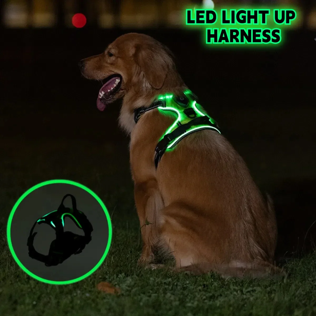 LED Light Up Dog Harness No Pull Adjustable Rechargeable Pet Vest Harness Small Medium Large Dogs Outdoor Walking Pet Supplies