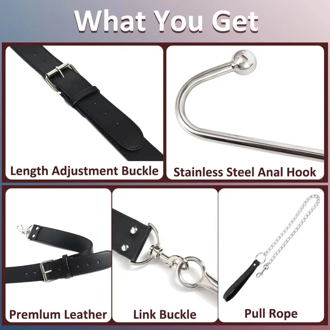 3/4-piece Set SM Adult Sex Toys Metal Anal Hooks Anal Plug Assisted Forced Restraints Masturbation Couple Passion Props