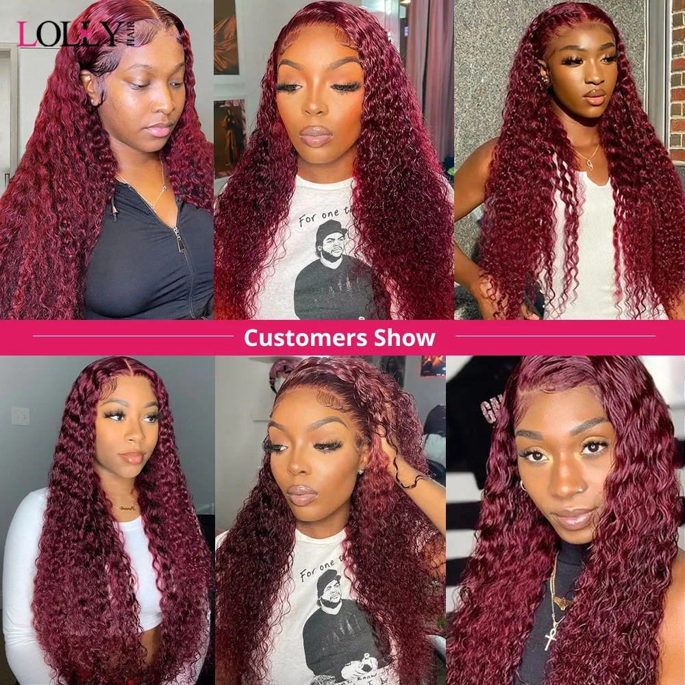 Burgundy 99J Deep Wave Bundles With Closure Brazilian Human Hair Bundles With Closure 4x4 Hair Extension For Women 28 30 Inch