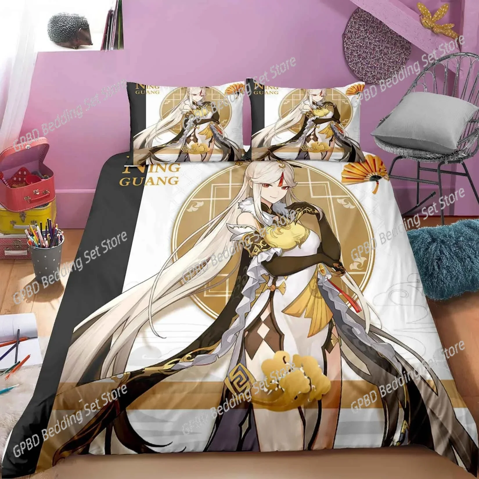 

New Anime Genshin Impact Bedding Set 3D Printed Suitable for Bedroom Duvet Cover Set With Pillowcases Kids Home Textile