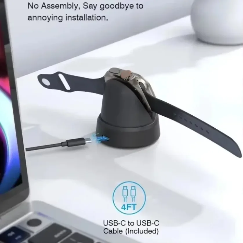 For Apple Watch Wireless Charging Stand Magnetic Dock For iWatch Series 11 10 9 Ultra ABS Type-C Portable Charger Holder