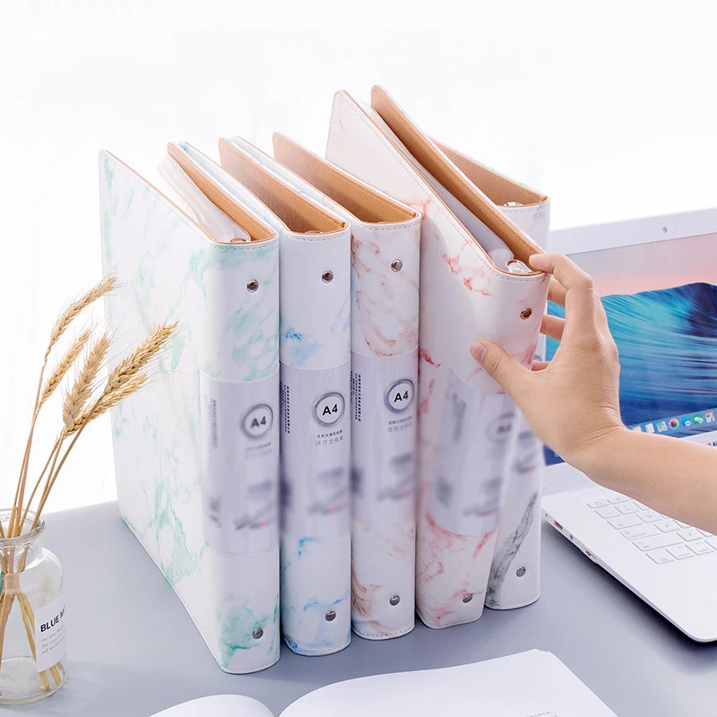 Imagem -03 - Folha Solta Capa de Couro Ring Binder Marble Notebook Organizer pu Capa Pasta Shell Faça Você Mesmo Binding Papelaria Alto Grau a4