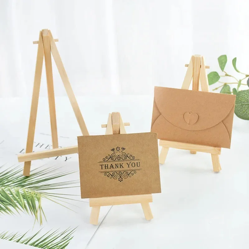 10pcs Wood Mini Easel Frame Desktop Triangle Display Stand Wedding Table Card Stand Holder Children Painting Craft Artist Tripod