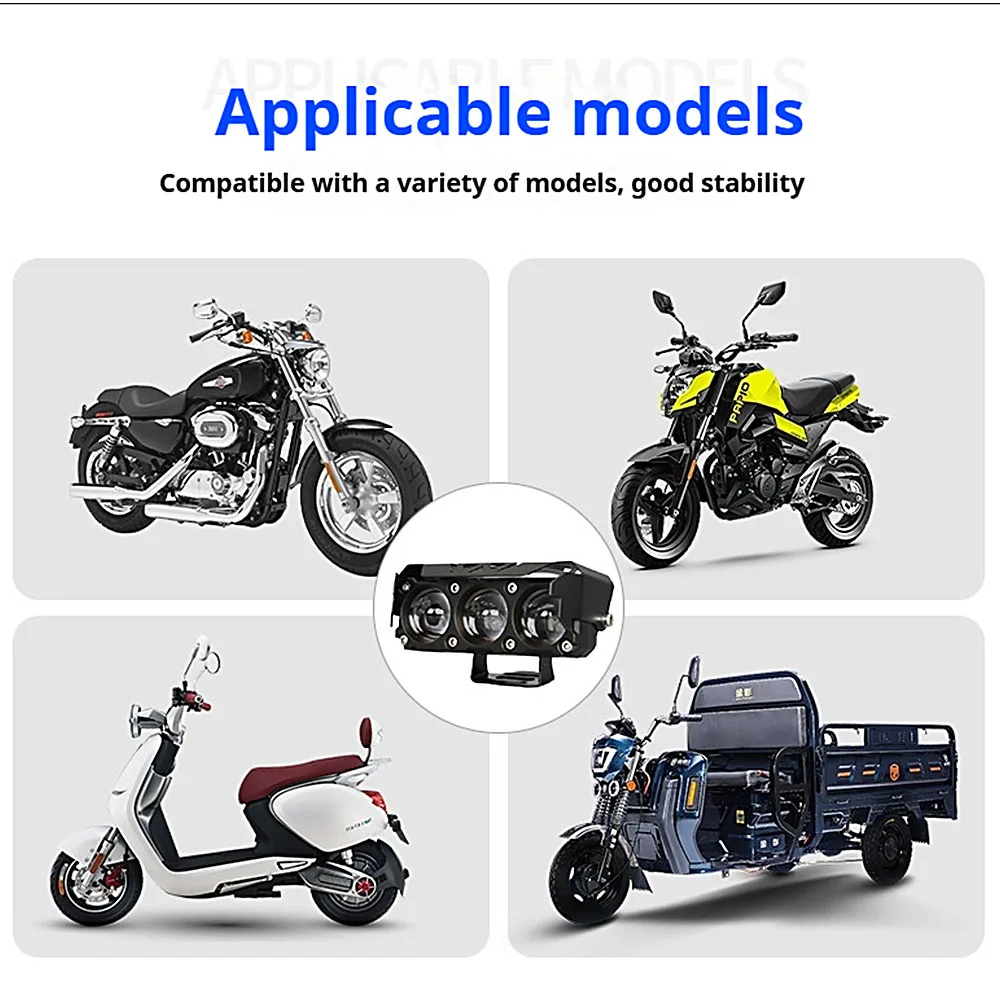 Motorcycle LED Spotlight Dual Color Hi/Low Beam Fog Lamps for Car Trucks SUV UTV 12V 24VMini Lens Headlight Driving Light