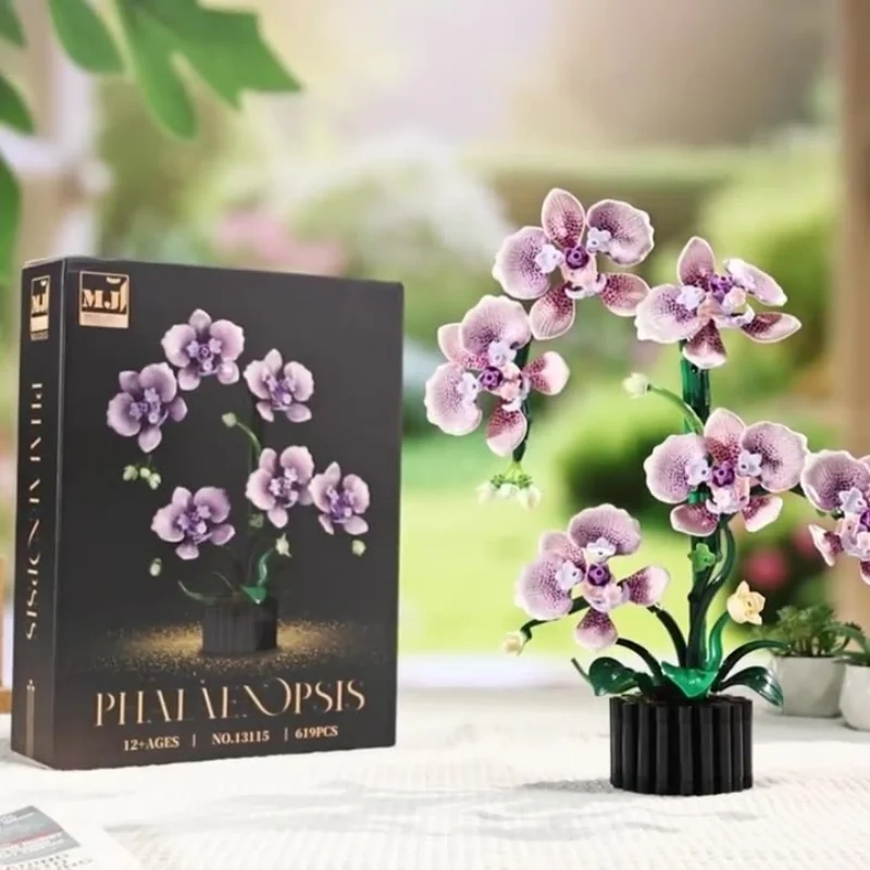 

619+ PCS Phalaenopsis Orchid Bonsai Building Block Ornament - DIY Simulation Flower, Ideal Birthday & Holiday Gift