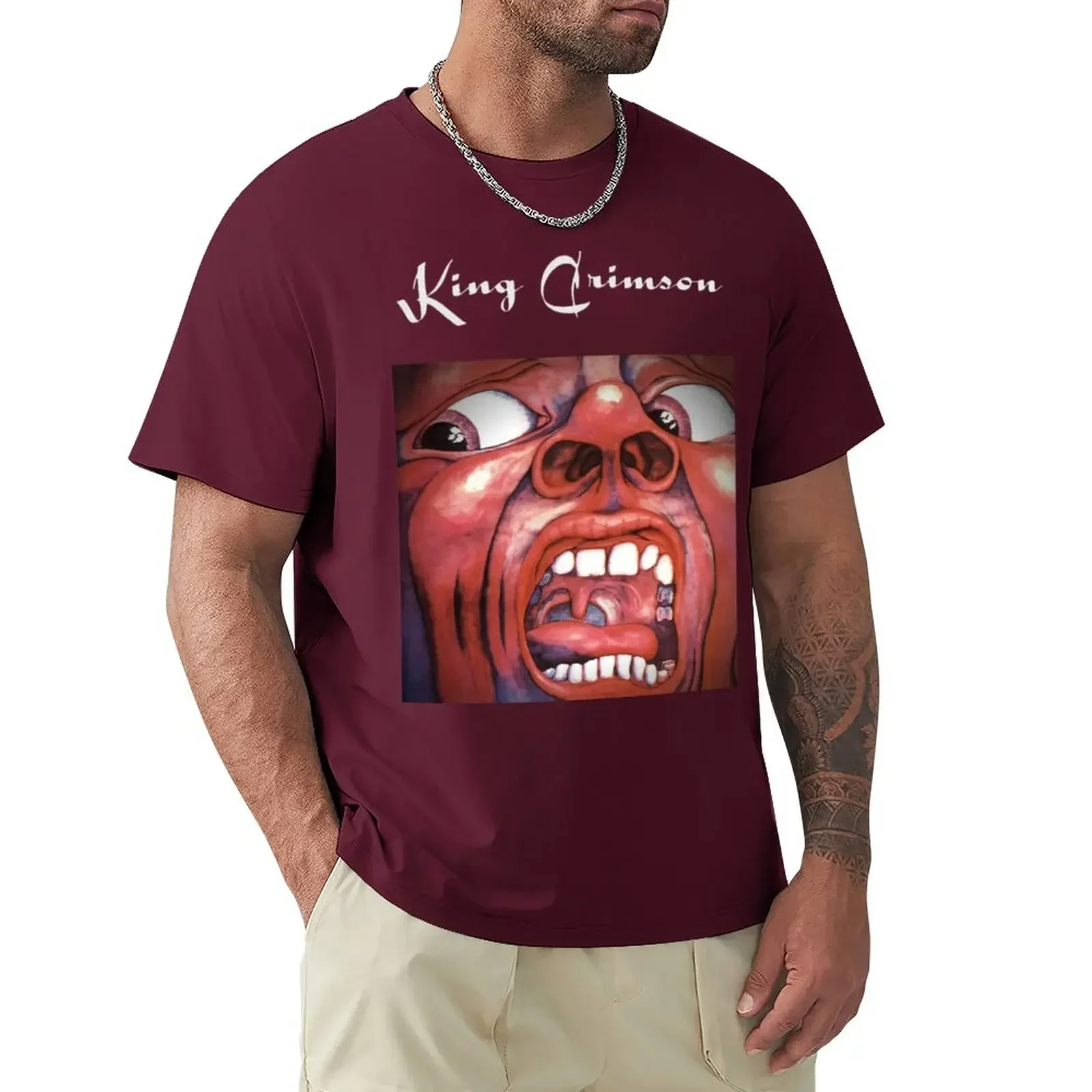 Customs Design Your Own Oversized Mens T Shirts in The Court of The Crimson King - King Crims×n T-Shirt Oversized Harajuku new