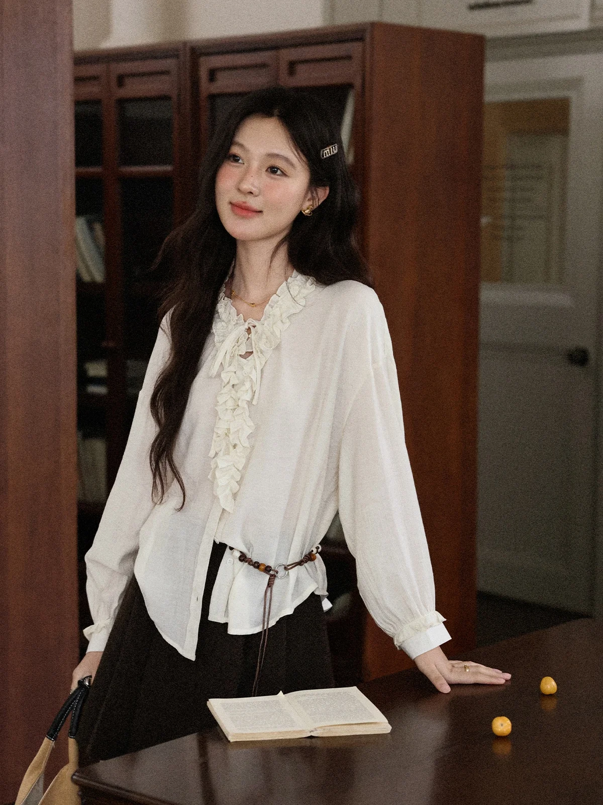 

Синяя женская блузка с длинным рукавом и V-образным вырезом, повседневная, свободного кроя, удобная, дышащая, из мягкой ткани, осенняя модная модель