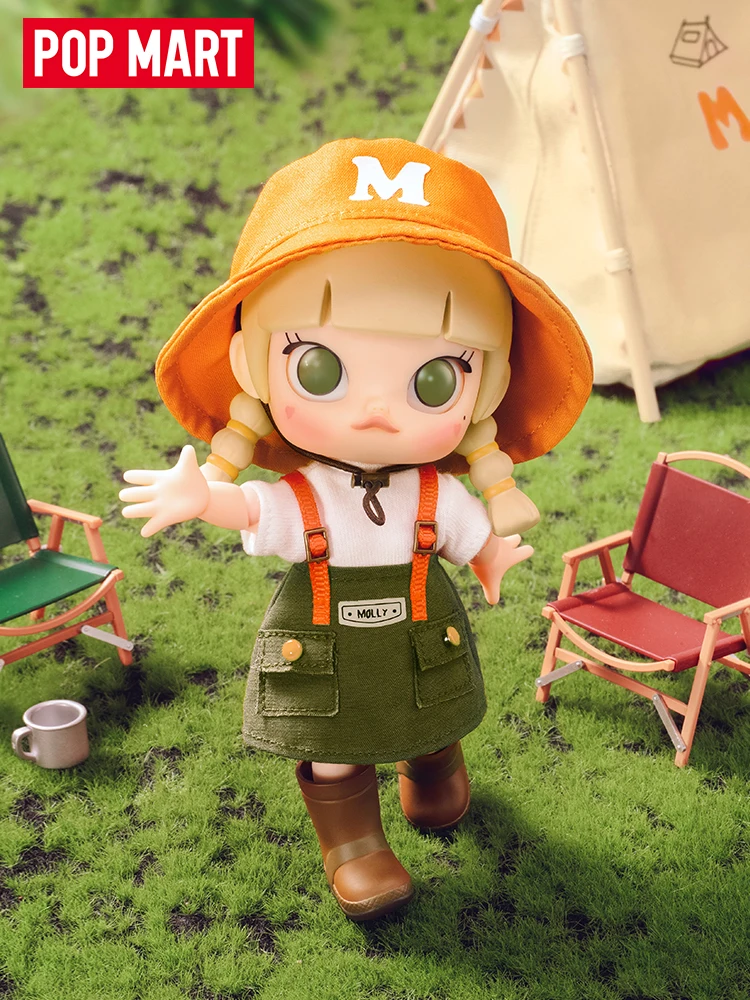 POP MART MOLLY Camping Plan 1/12 Movable Doll Original Kawaii Doll Action Figure Toys Surprise Collection Model Mystery Box