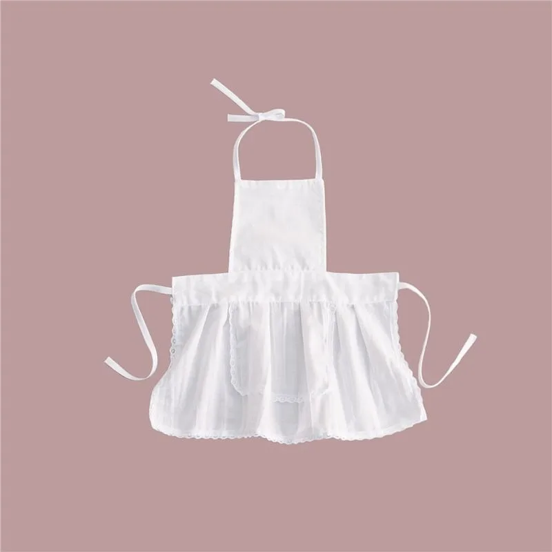 2 Pcs Cute Baby Chef Apron and Hat Infant Kids White Cook Photos Costume Photography Prop Newborn Hat Apron