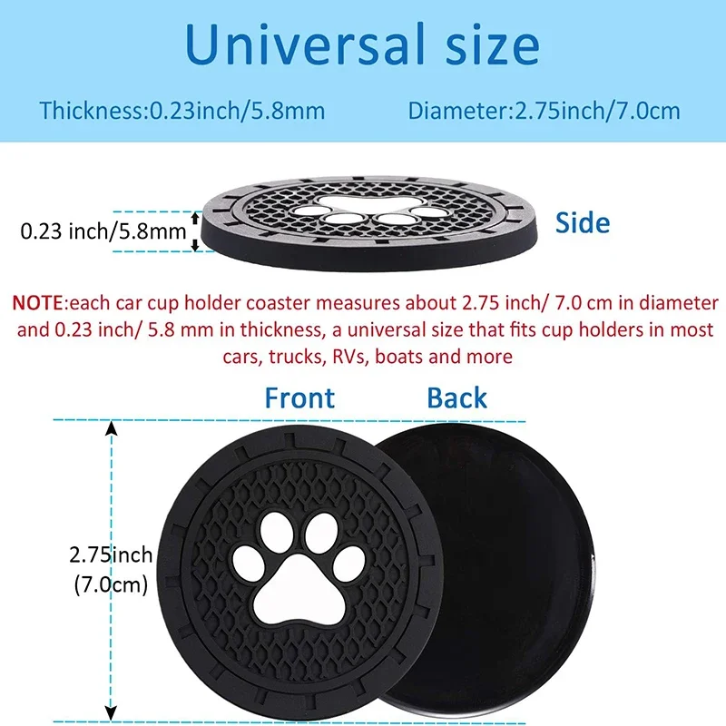 Cute Dog Paw Car Cup Holder Coaster Silicone Anti Slip Cup Holder Insert Coaster Mat Universal Car Interior Accessories