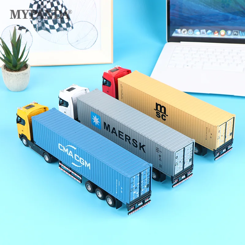 1:36 Diecast Alloy Truck Head Model Toy Container Truck Pull Back With Light Engineering Transport Vehicle Boy Toys For Children