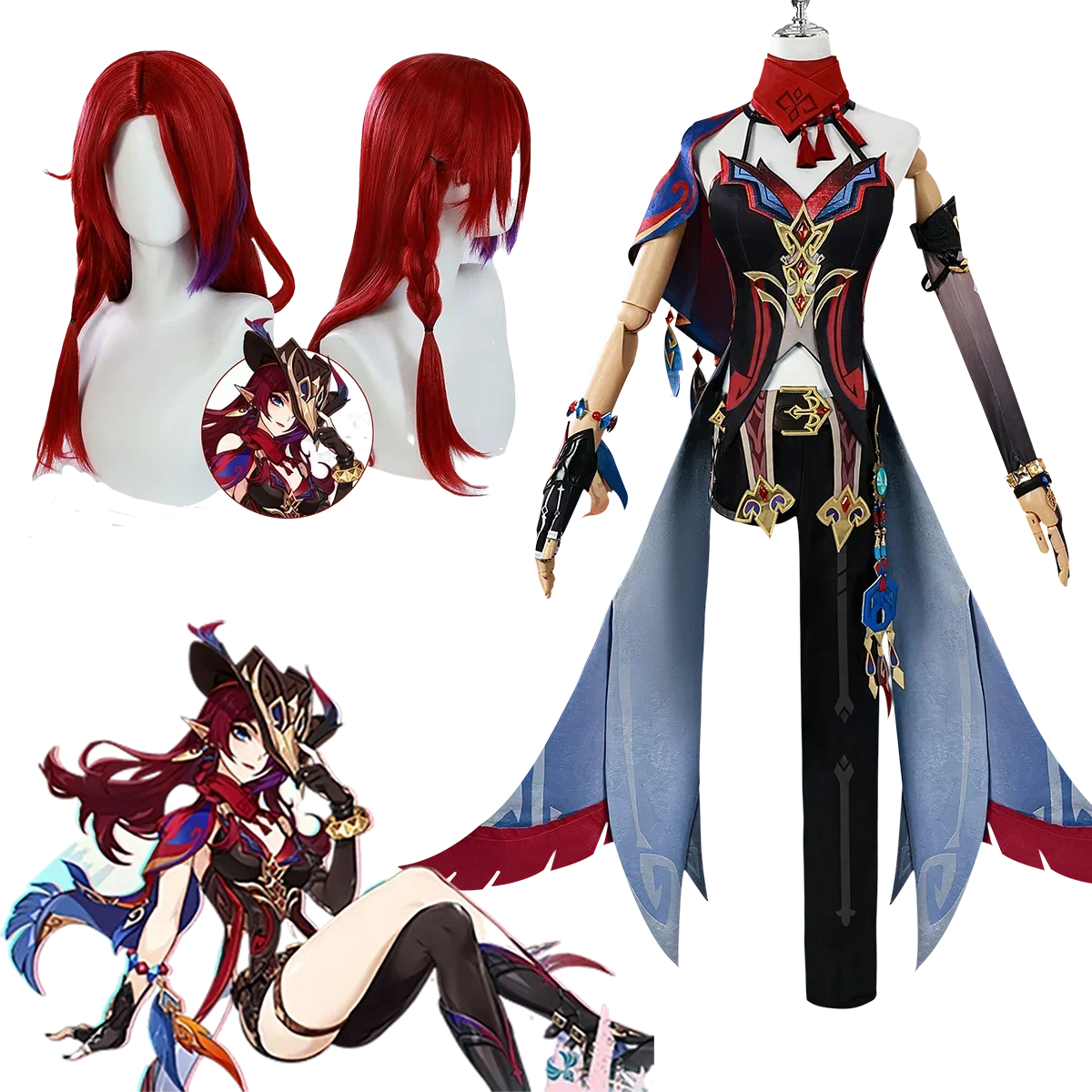 

Chasca Genshin Impact Косплей Костюм Полный комплект Аниме Ролевая игра Карнавальный наряд на Хэллоуин Премиум Cos Парик и обувь